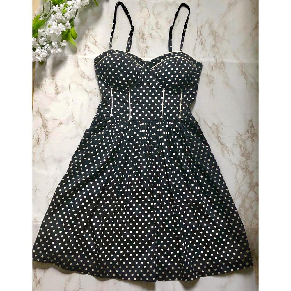 American Rag Dress in Polka Dot Navy & White Sz S